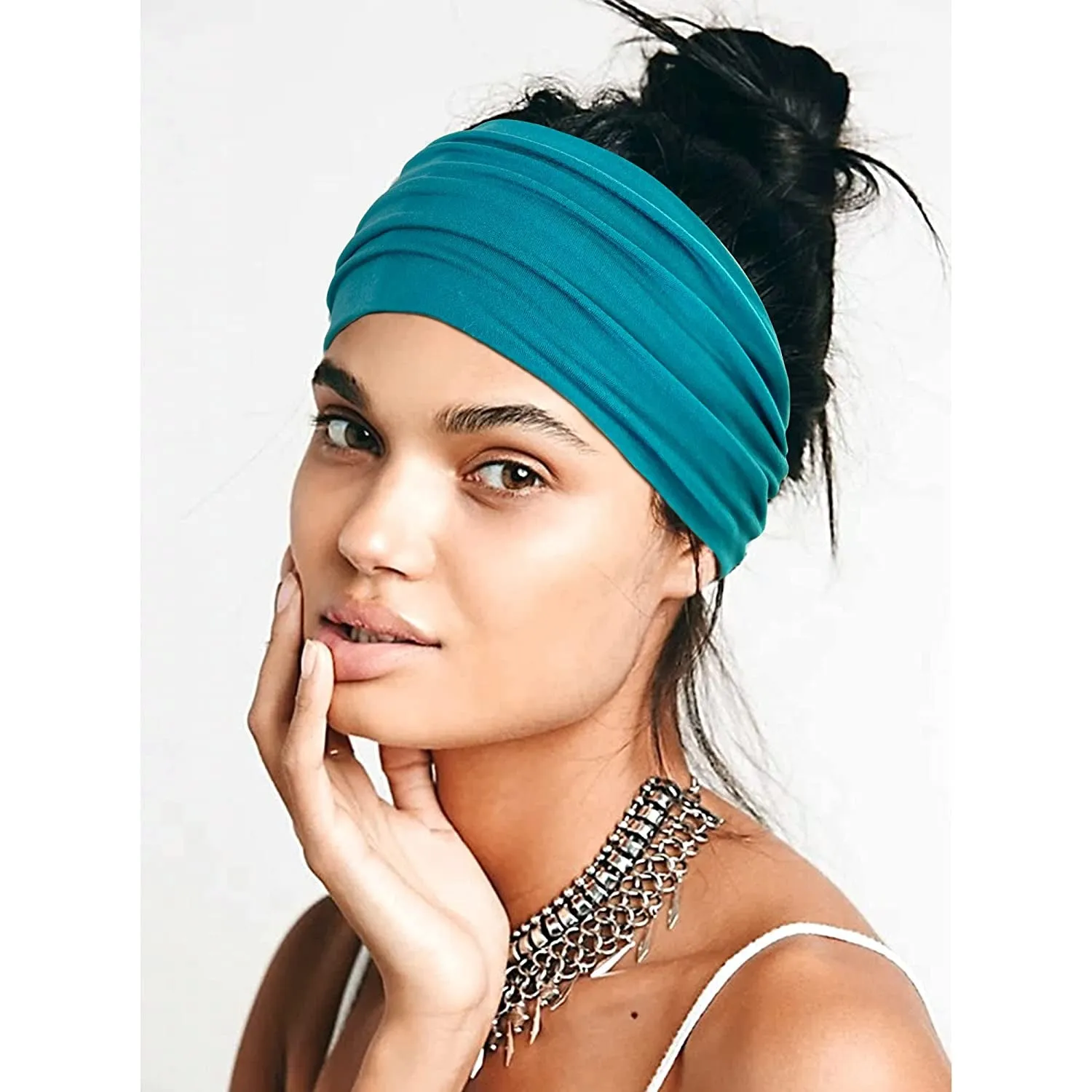 10 PCS Women Headbands African Wide Hair Wrap Extra Turban Head Bands for Lady Large Sport Workout Stretch Non-Slip Big Hair Bands