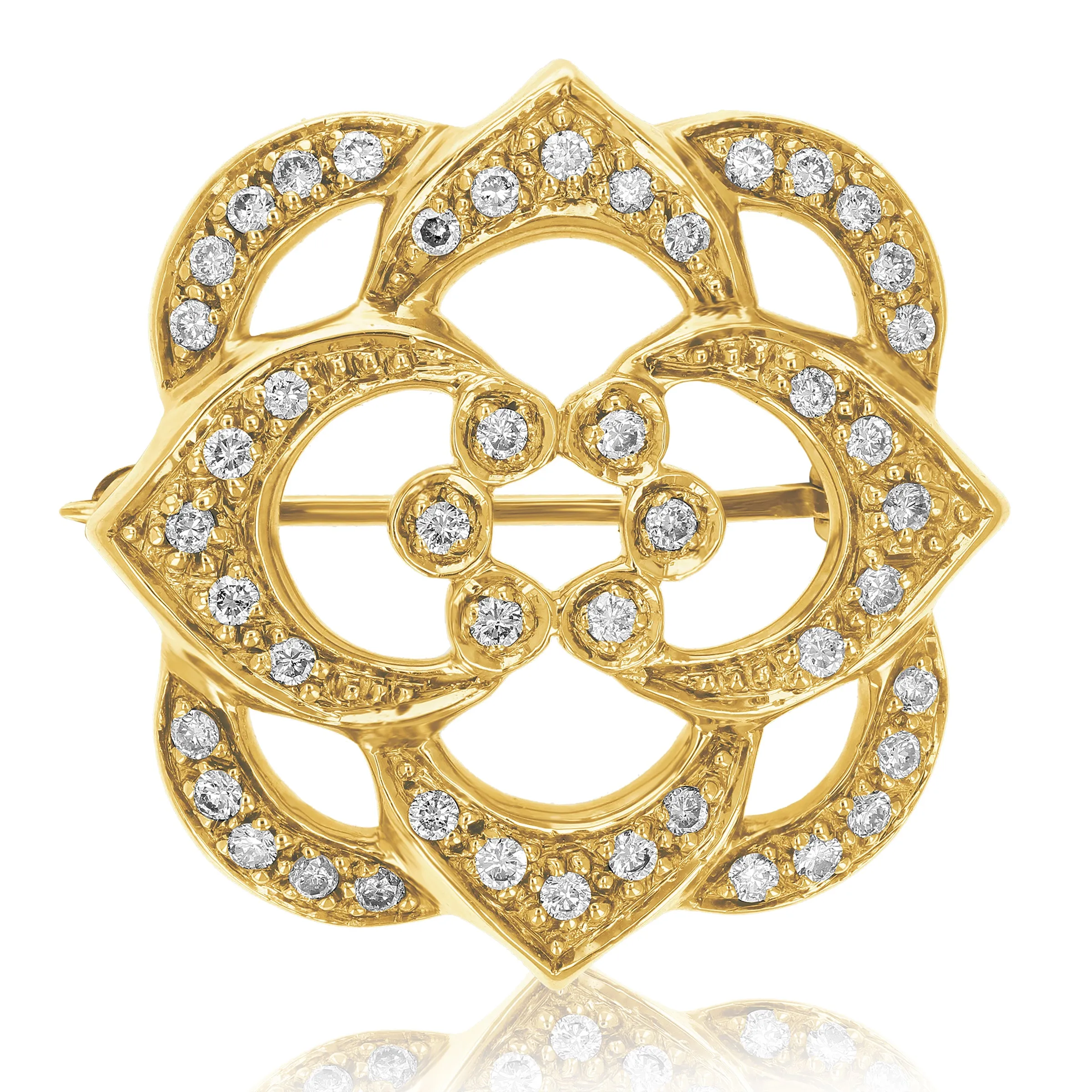 1/2 cttw Diamond Prong Set Brooch Pin in 14K Gold