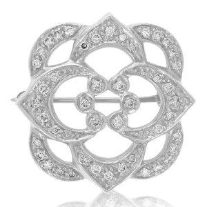 1/2 cttw Diamond Prong Set Brooch Pin in 14K Gold