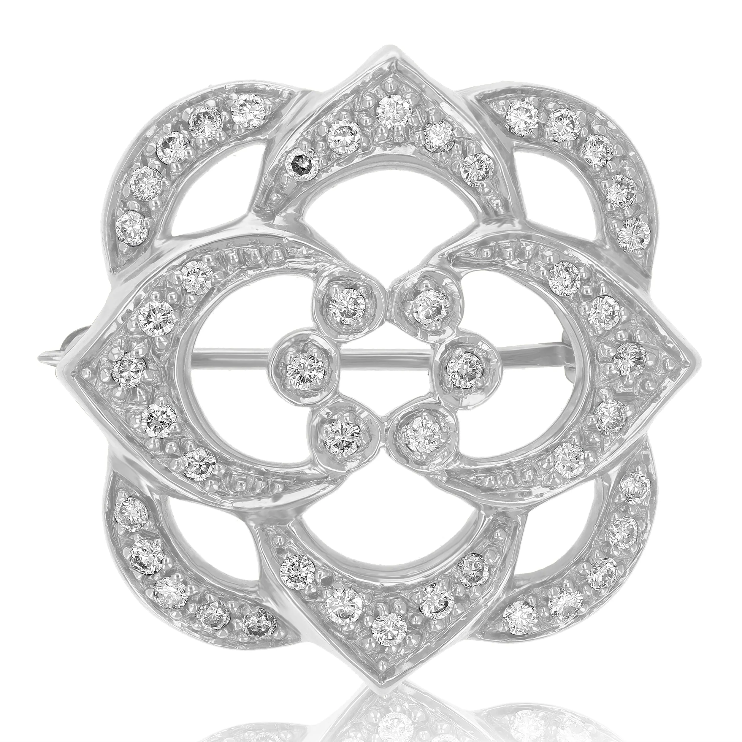1/2 cttw Diamond Prong Set Brooch Pin in 14K Gold