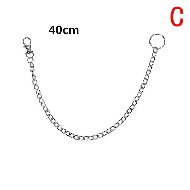 18/38/65cm Rock Punk  Long Metal Wallet Belt Chain Trousers Hipster Pant Jean Keychain Silver Ring Clip Keyring HipHop Jewelry