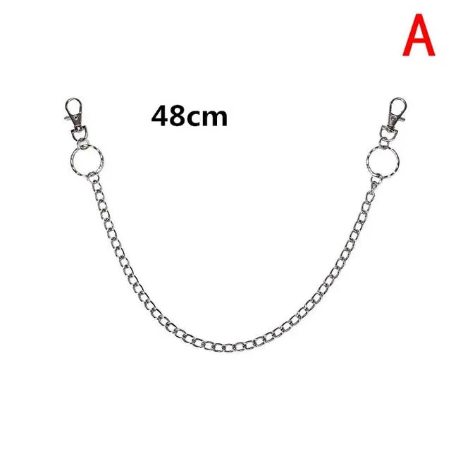 18/38/65cm Rock Punk  Long Metal Wallet Belt Chain Trousers Hipster Pant Jean Keychain Silver Ring Clip Keyring HipHop Jewelry