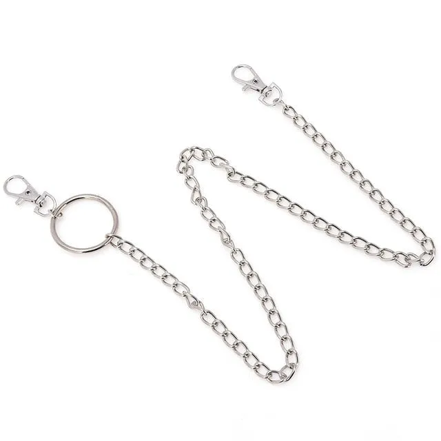 18/38/65cm Rock Punk  Long Metal Wallet Belt Chain Trousers Hipster Pant Jean Keychain Silver Ring Clip Keyring HipHop Jewelry