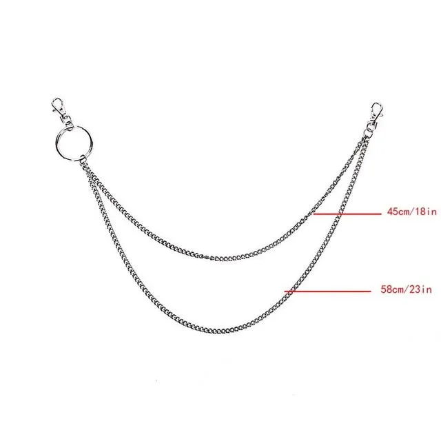 18/38/65cm Rock Punk  Long Metal Wallet Belt Chain Trousers Hipster Pant Jean Keychain Silver Ring Clip Keyring HipHop Jewelry