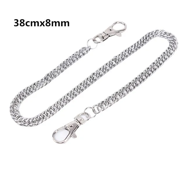 18/38/65cm Rock Punk  Long Metal Wallet Belt Chain Trousers Hipster Pant Jean Keychain Silver Ring Clip Keyring HipHop Jewelry