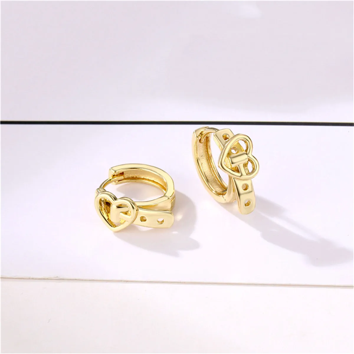 18K Gold-Plated Heart Belt Huggie Earrings