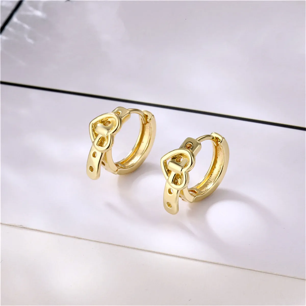 18K Gold-Plated Heart Belt Huggie Earrings
