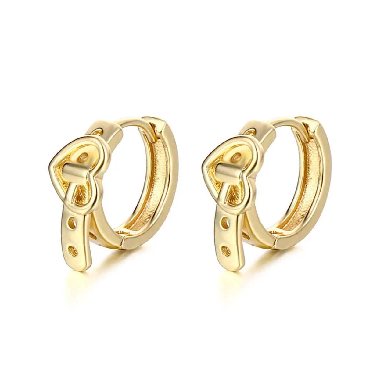 18K Gold-Plated Heart Belt Huggie Earrings