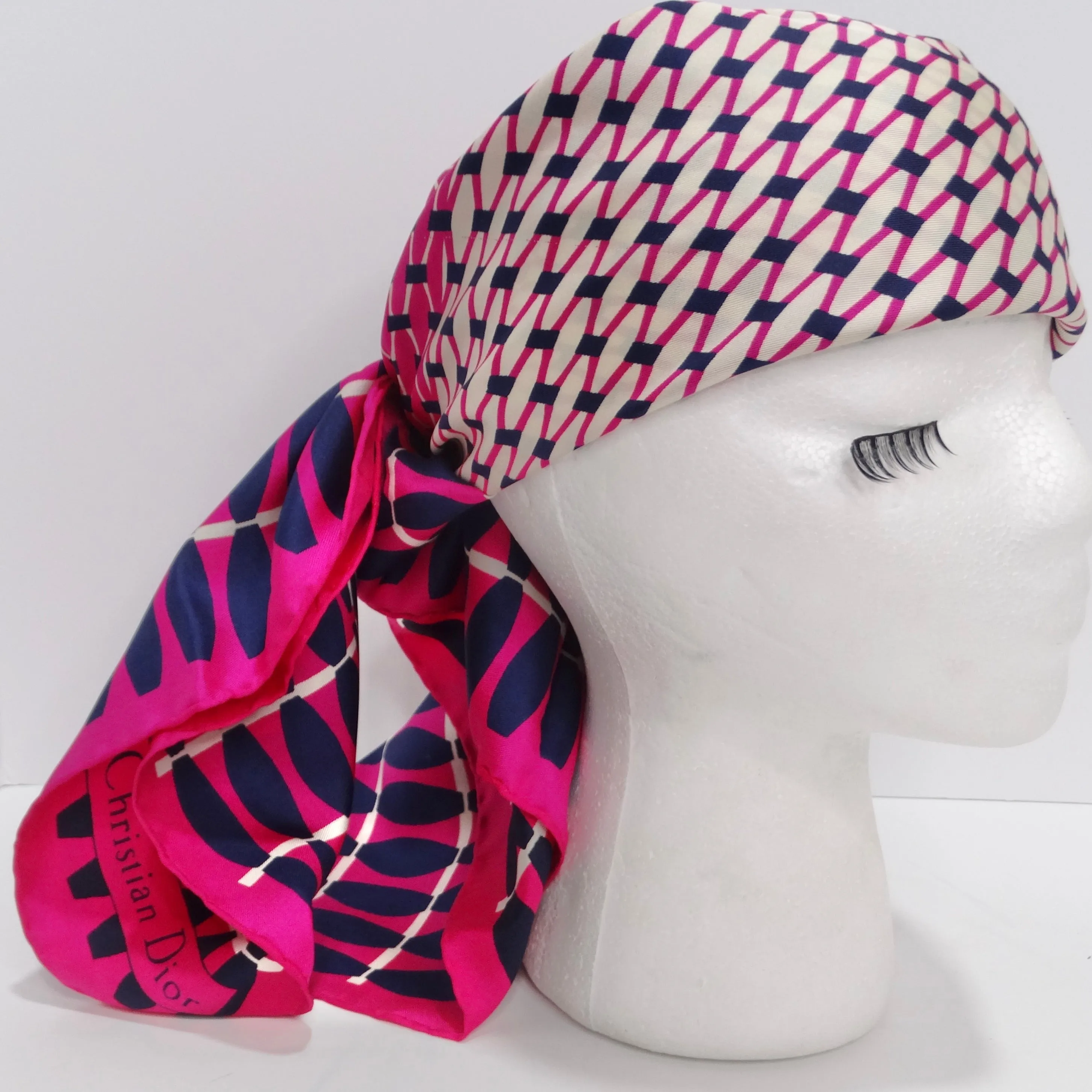 1960s Christian Dior Pink Silk Scarf