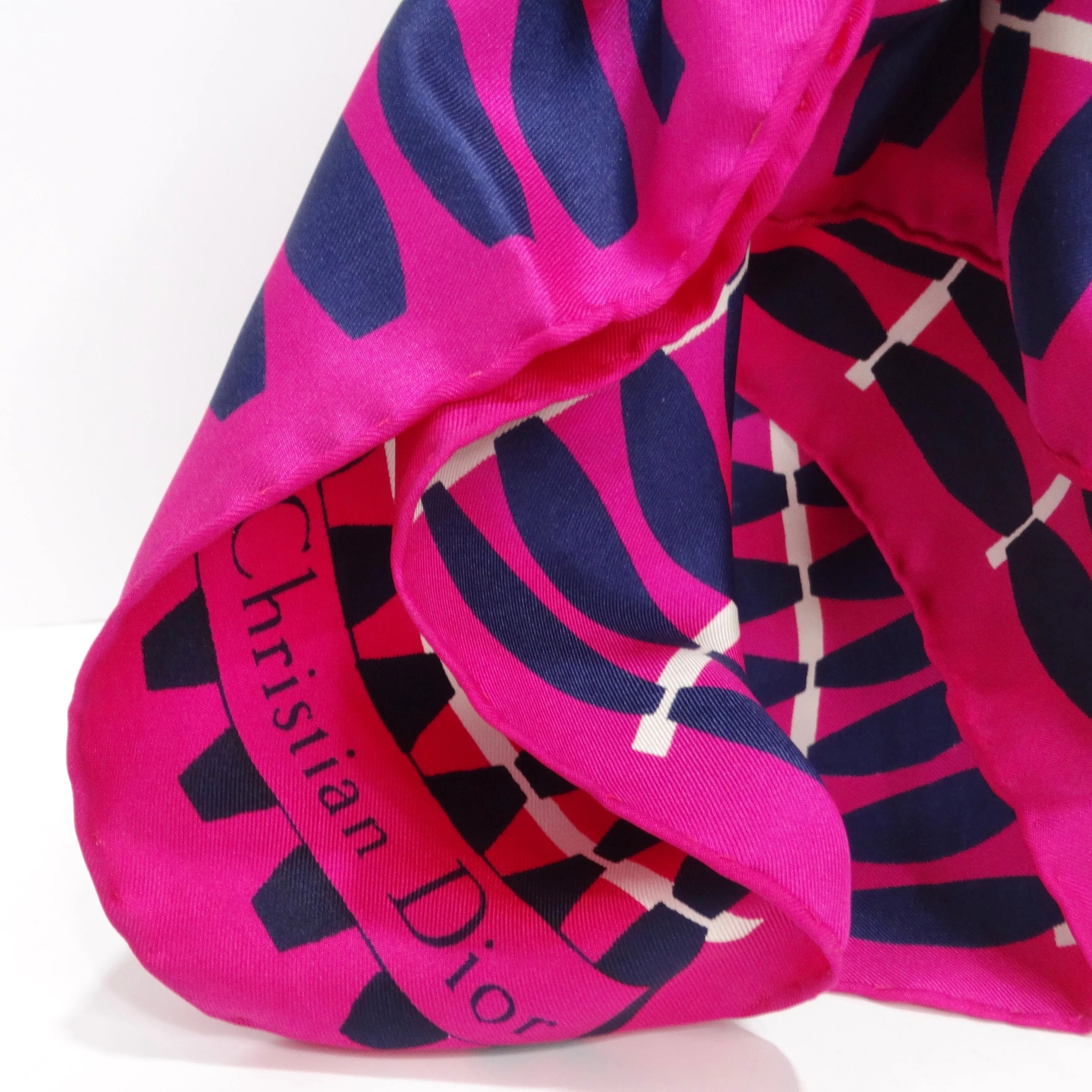 1960s Christian Dior Pink Silk Scarf