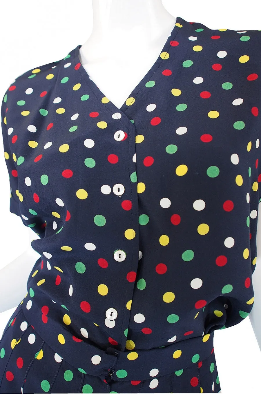 1970s Pretty Dot Chloe Silk Suit