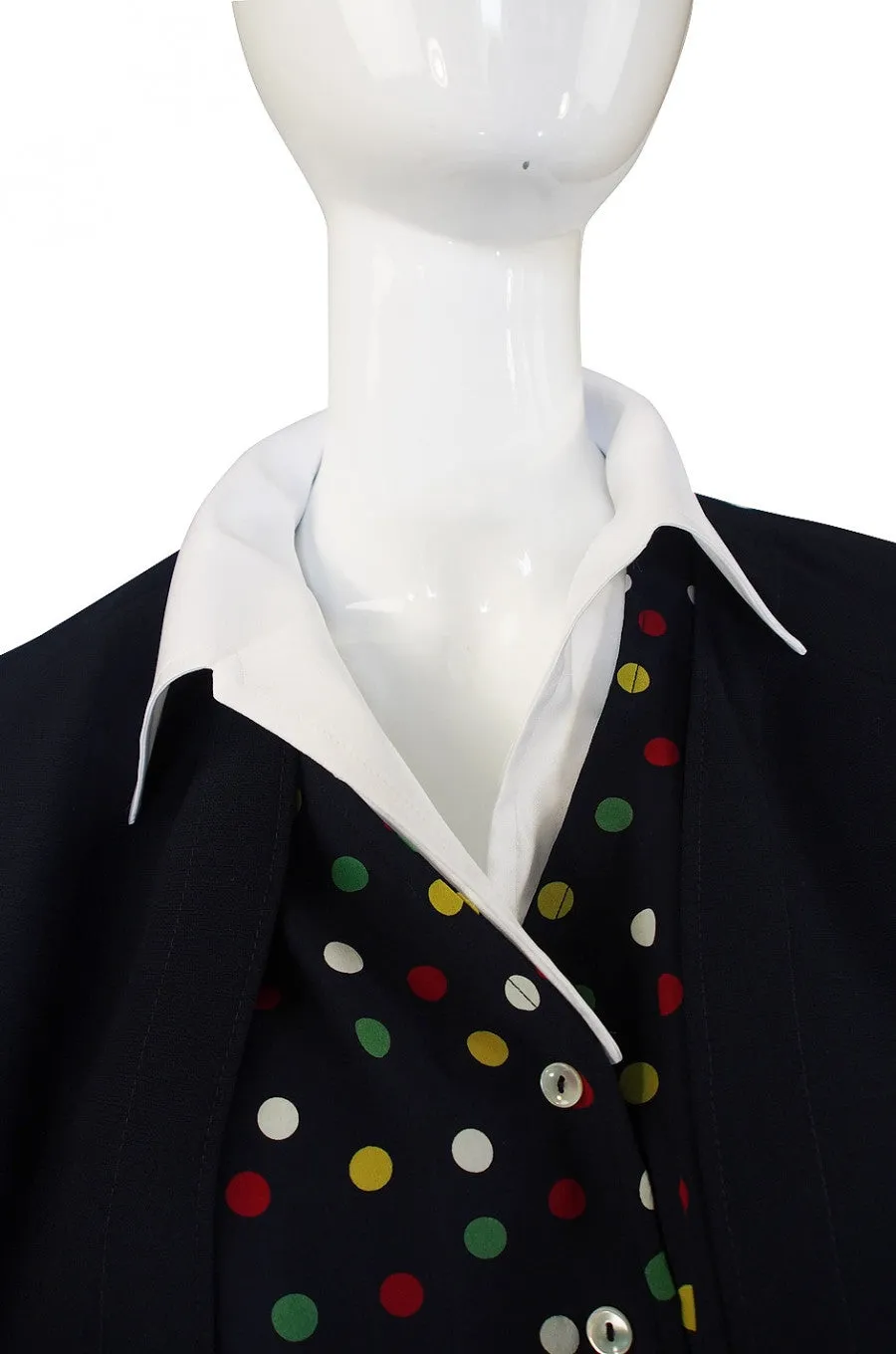1970s Pretty Dot Chloe Silk Suit