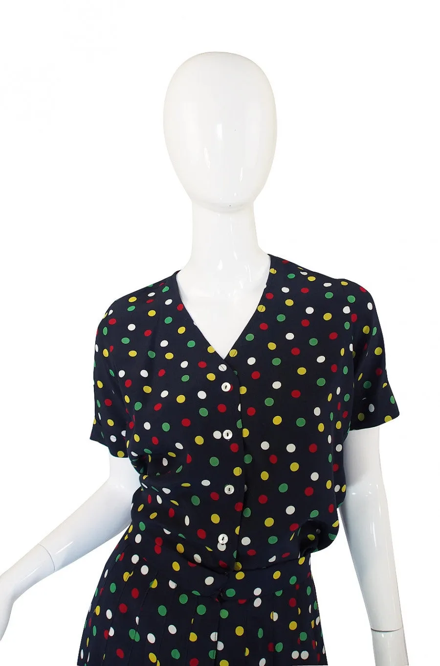 1970s Pretty Dot Chloe Silk Suit