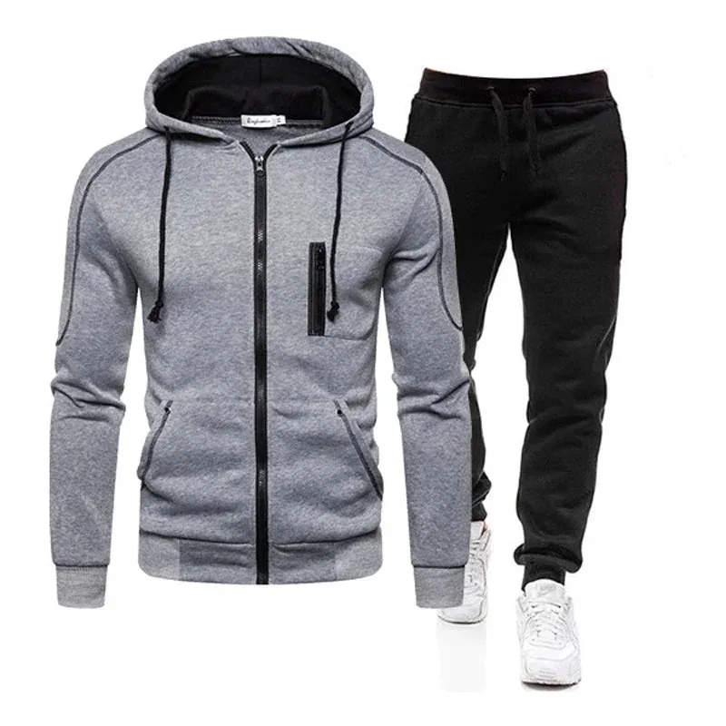 2024 Men Sets Wear Men's Fashion Autumn Winter Double Zipper Jacket/ Hoodie Pant Warm Tracksuit Sportwear Jogging Suits M-3XL