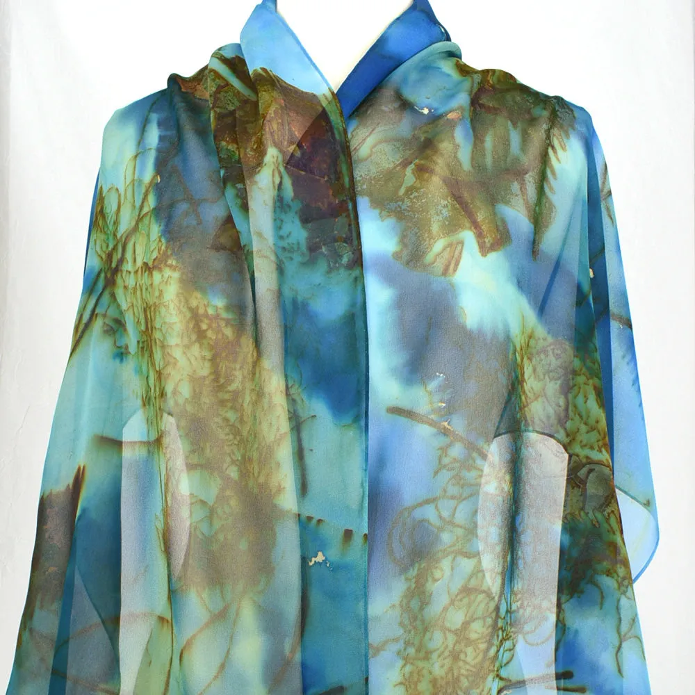 20" x 90"  Hand Dyed Silk Chiffon Scarf/Shawl