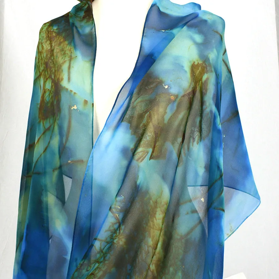 20" x 90"  Hand Dyed Silk Chiffon Scarf/Shawl