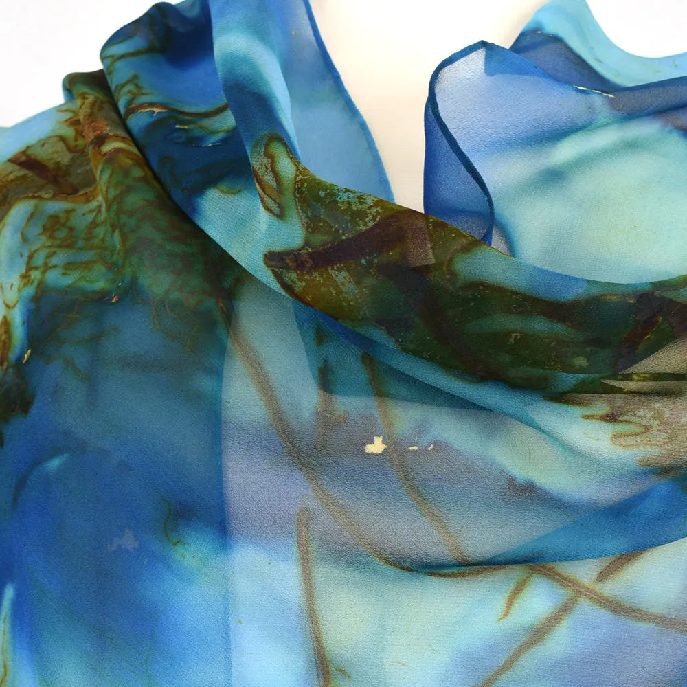 20" x 90"  Hand Dyed Silk Chiffon Scarf/Shawl