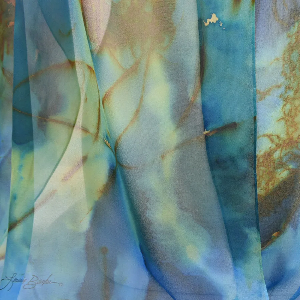 20" x 90"  Hand Dyed Silk Chiffon Scarf/Shawl