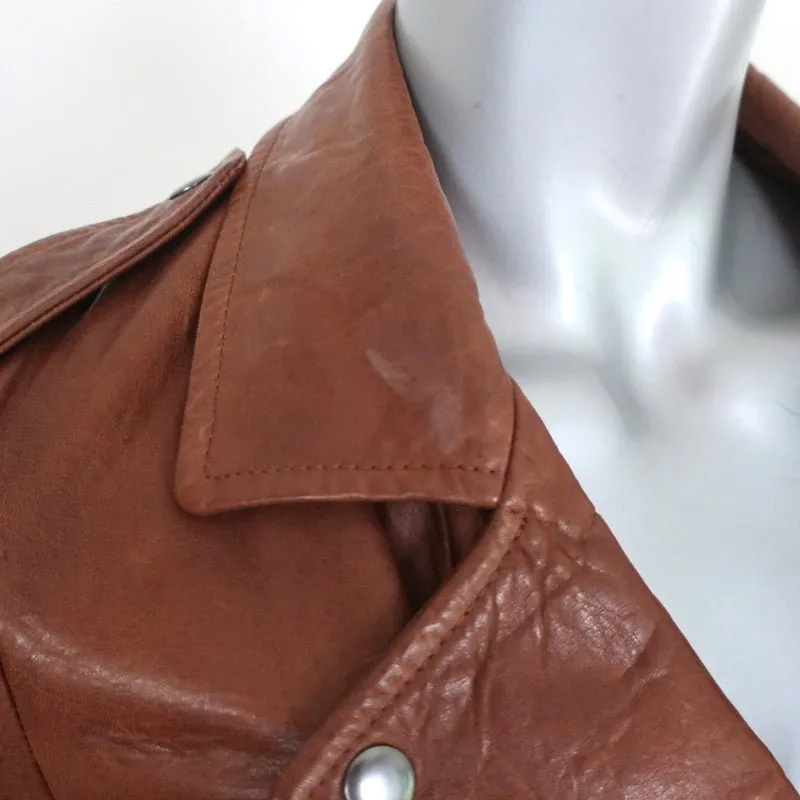 3.1 Phillip Lim Crystal-Embellished Leather Motorcycle Jacket Brown Size 6