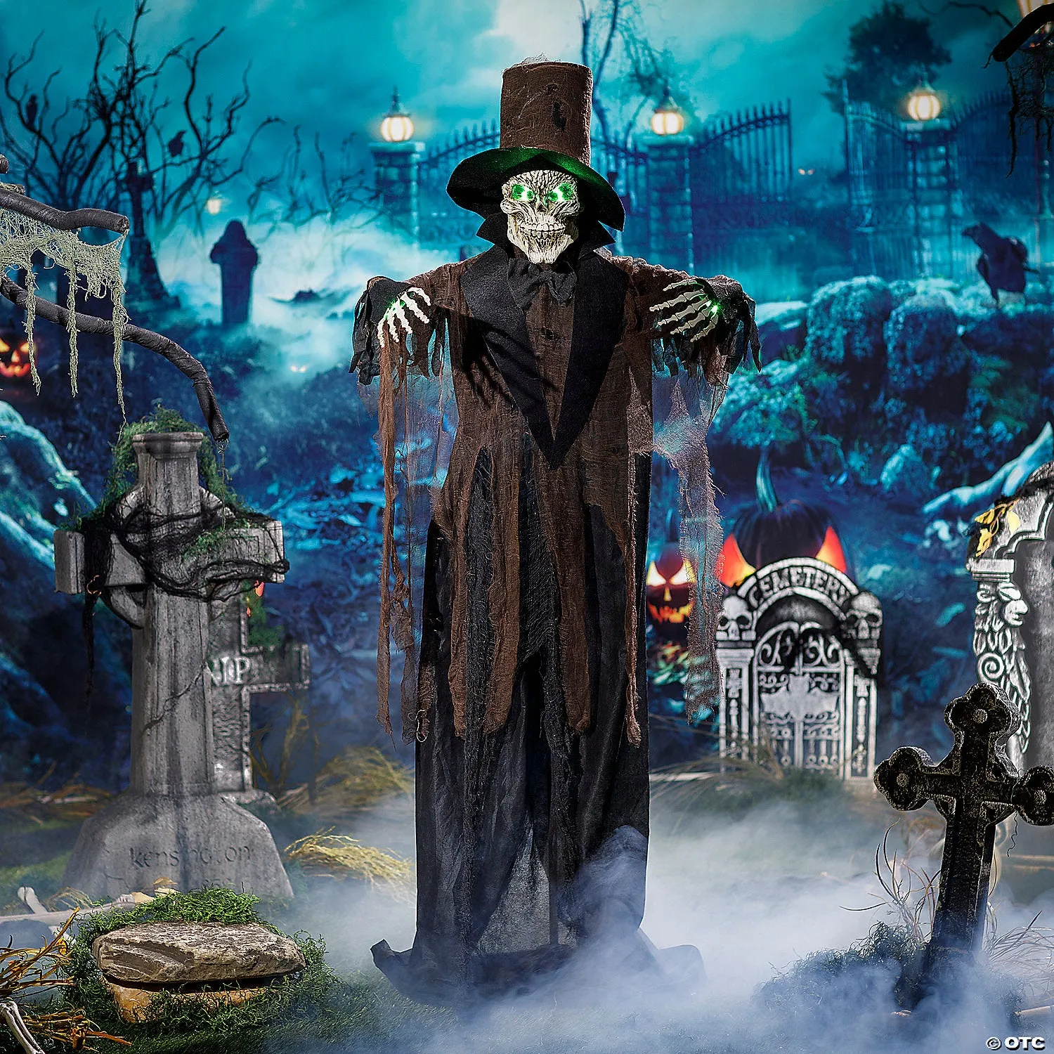 5 Ft. 6" Light-Up Black Skeleton Standing Decoration