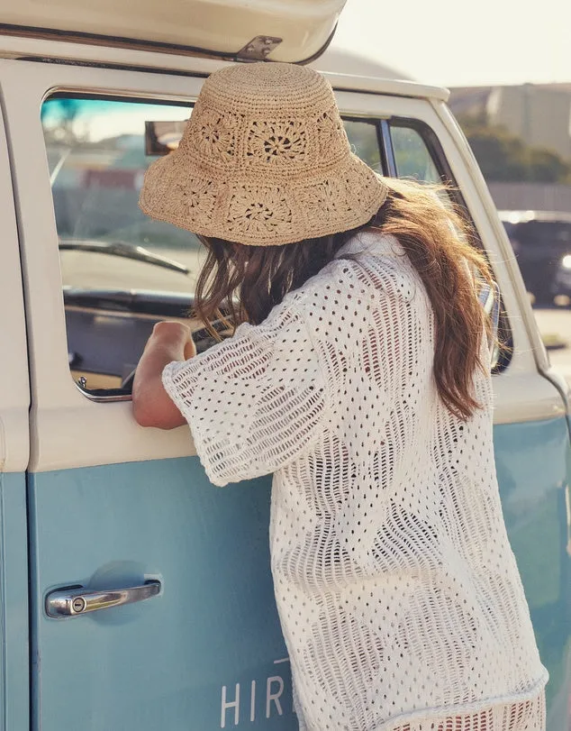 Aalto Crochet Bucket Hat Beige