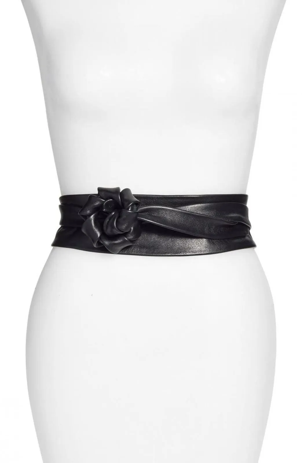 Ada Womens Handmade Leather Wrap Belt Black One Size