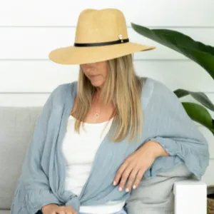 Adele Panama Hat with Black Belt Trim