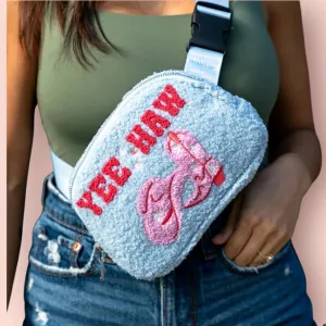 Adjustable Belt Bag - Western Cowgirl "Yee Haw" - Light Blue