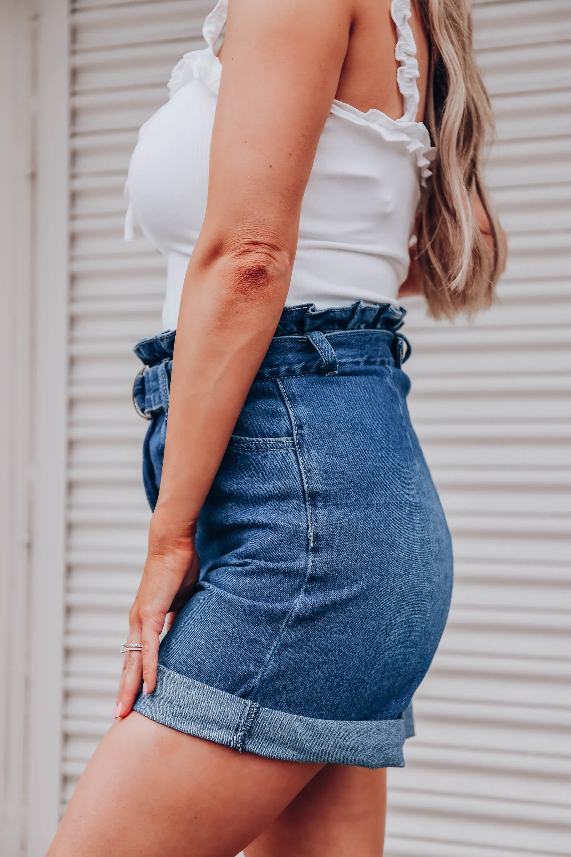 Aiden Paper Bag Denim Shorts - Final Sale