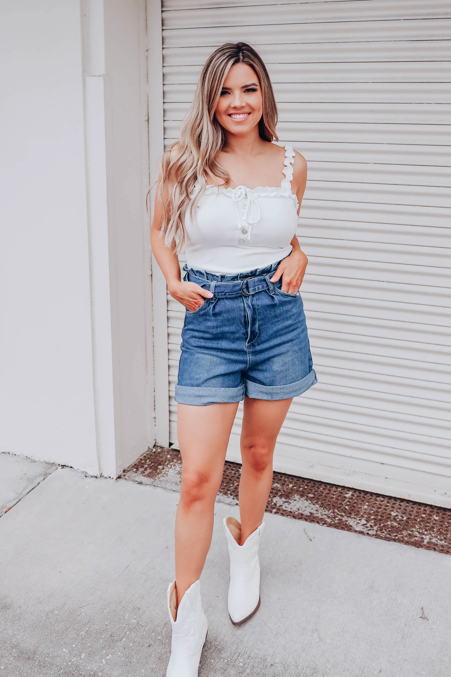 Aiden Paper Bag Denim Shorts - Final Sale