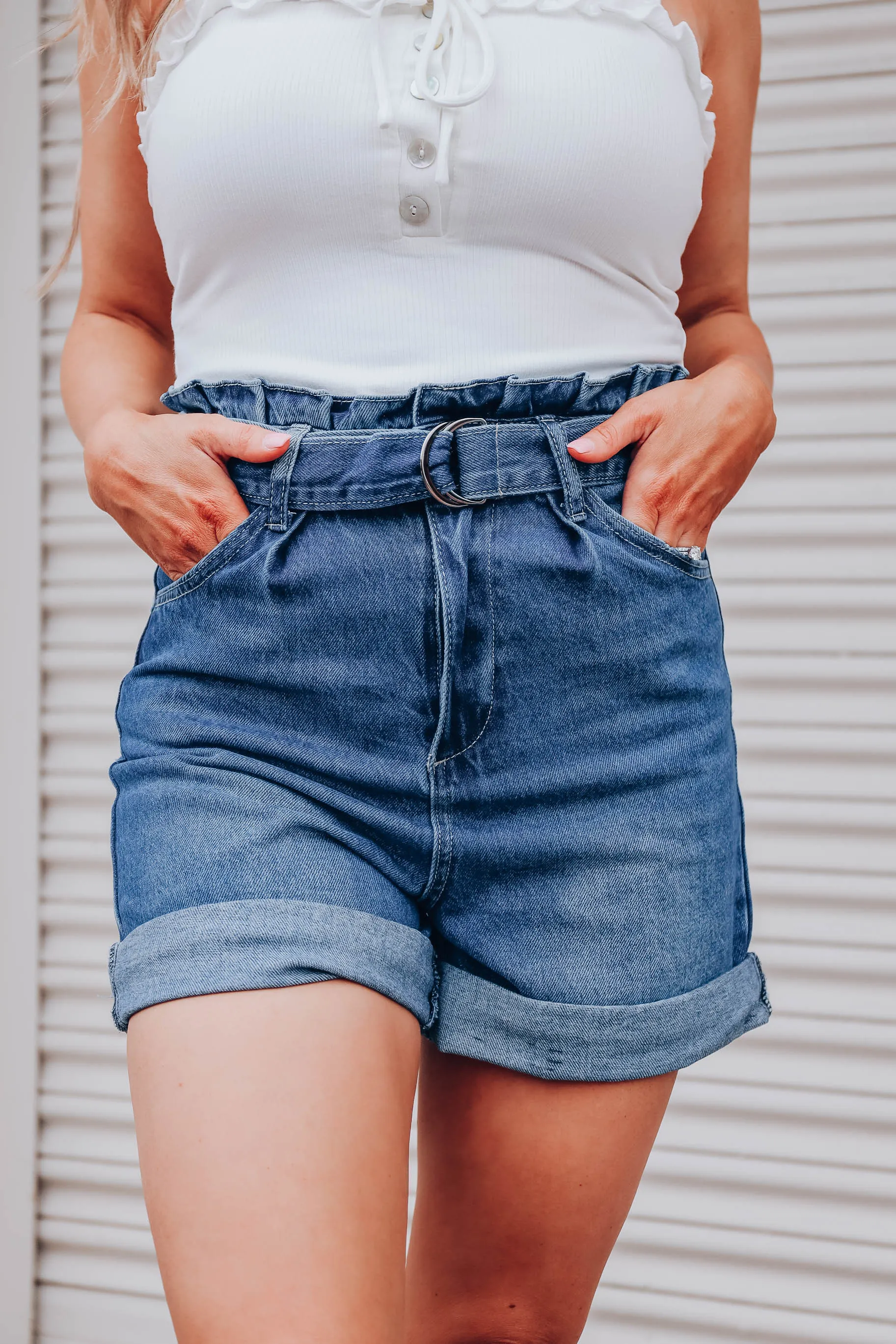 Aiden Paper Bag Denim Shorts - Final Sale