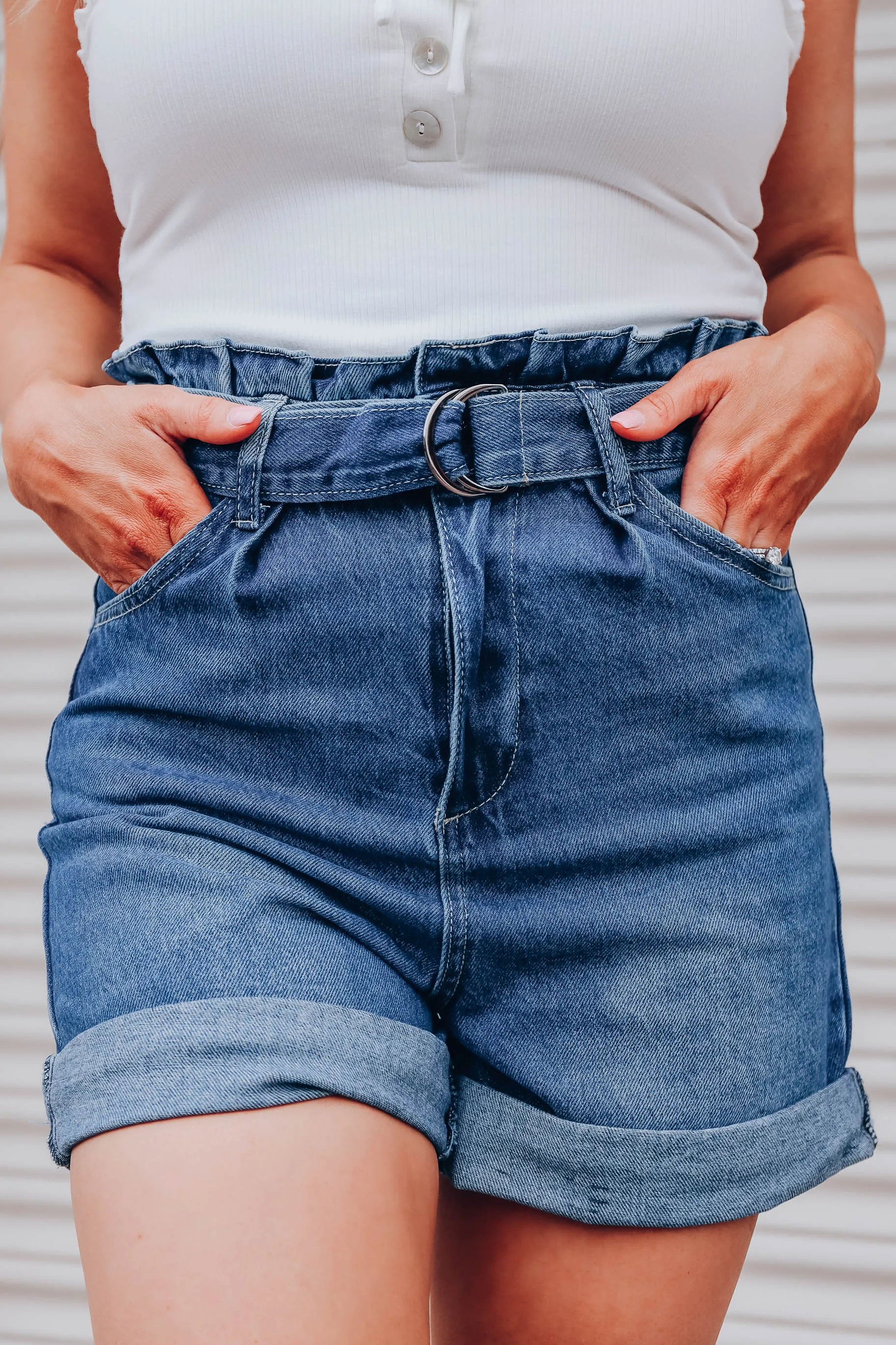 Aiden Paper Bag Denim Shorts - Final Sale