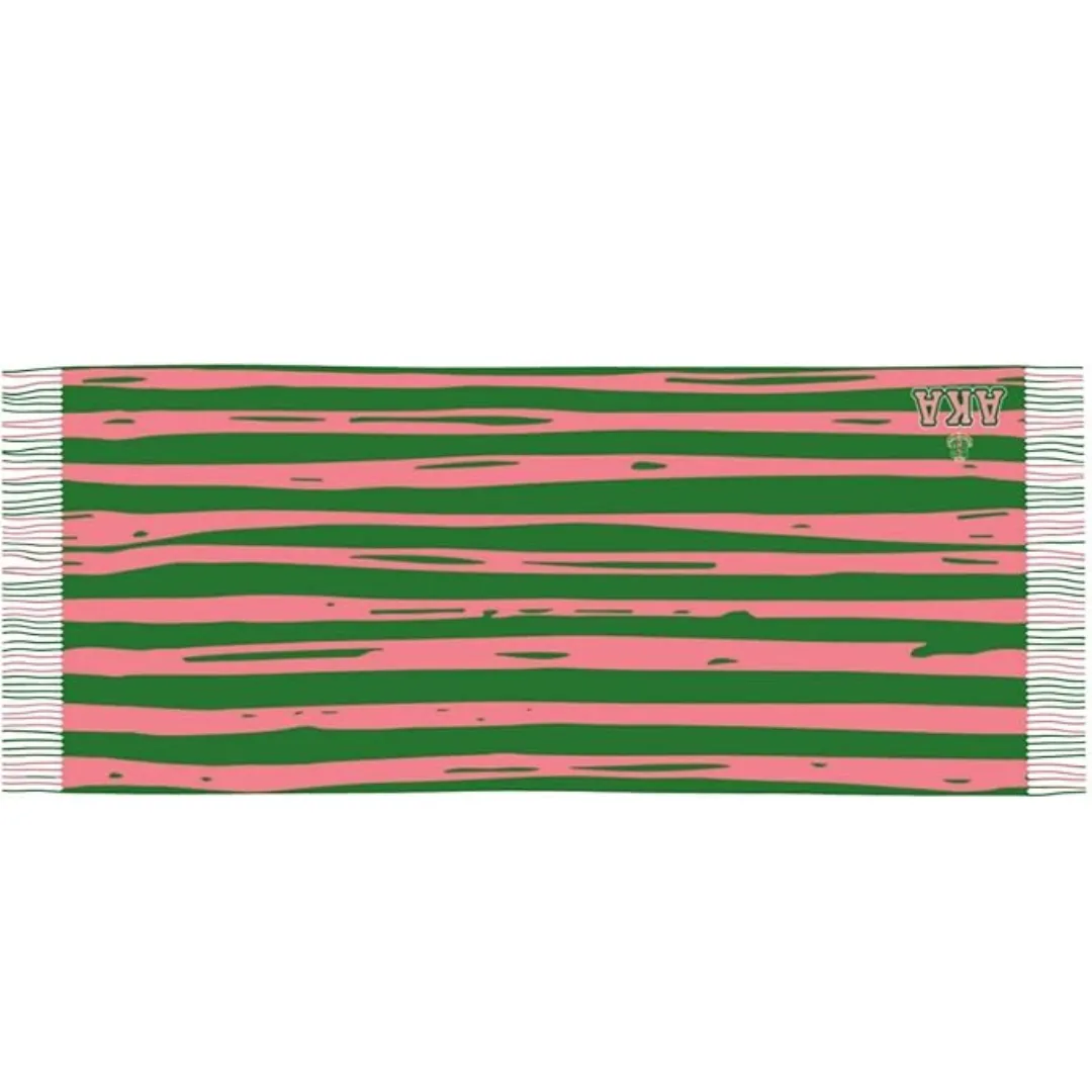 AKA Two-Tone Stripe Fringe Shawl Scarf