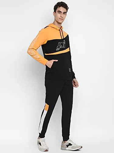 Alan Jones Clothing Men's Cotton Athletic Gym Running Sports Track Suit (TSUIT21-P03_Black_XL)