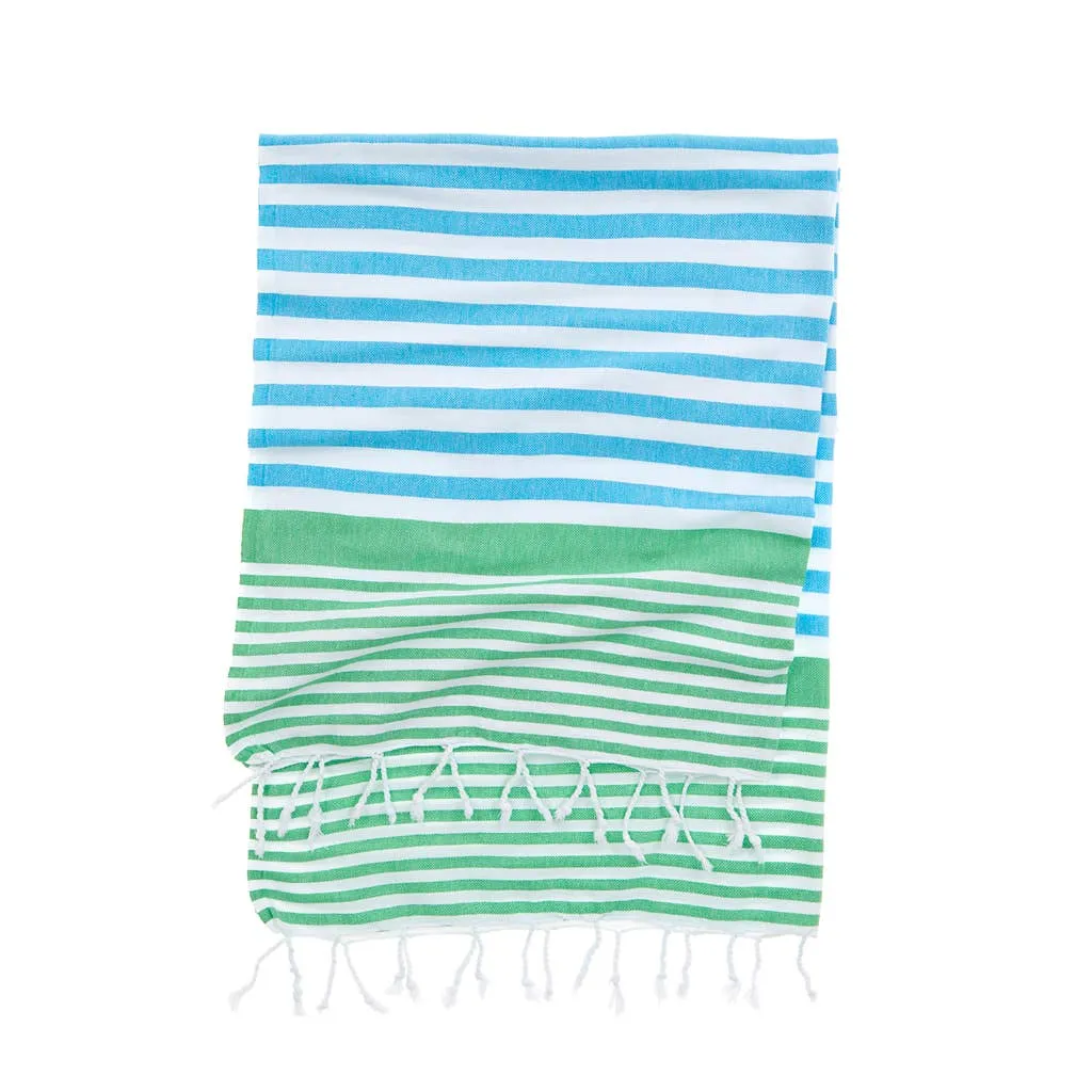 Amalfi Turkish Beach Towel - Aqua/Green