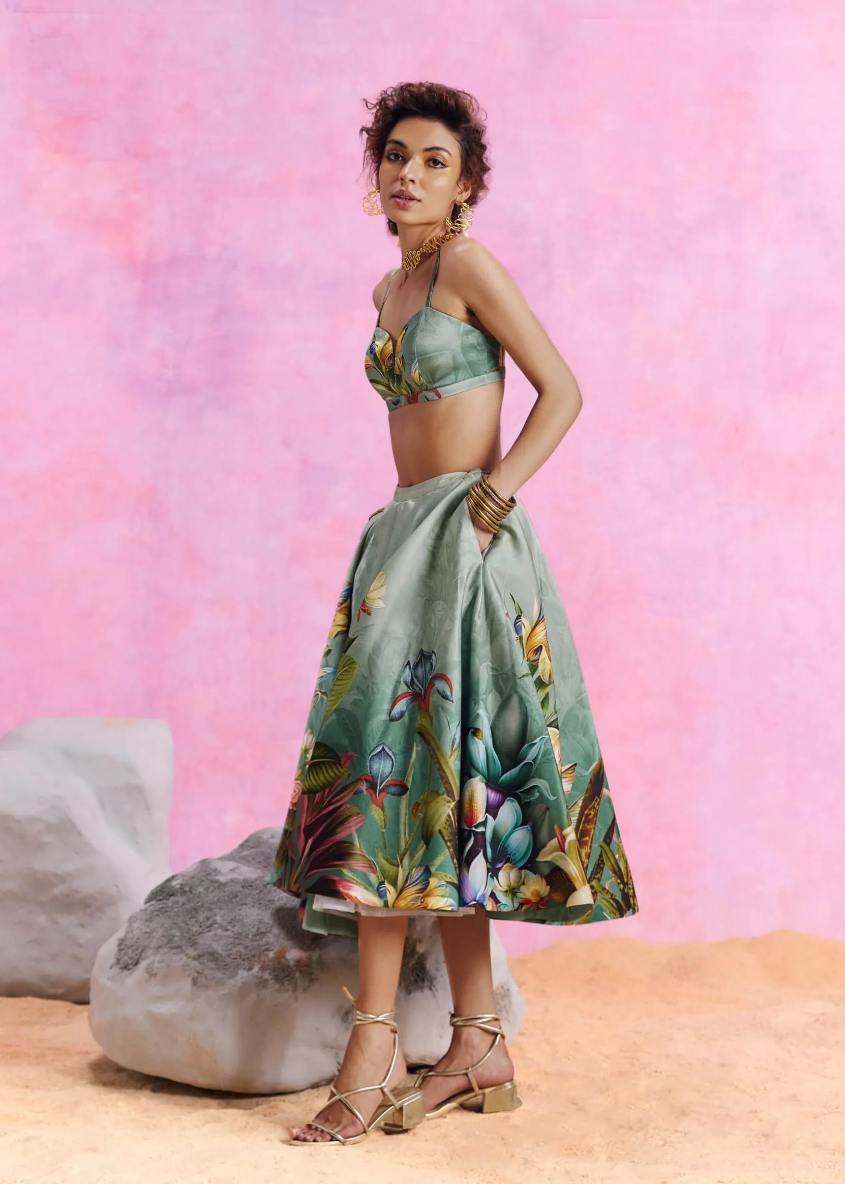 Amelia floral skirt and shirt set