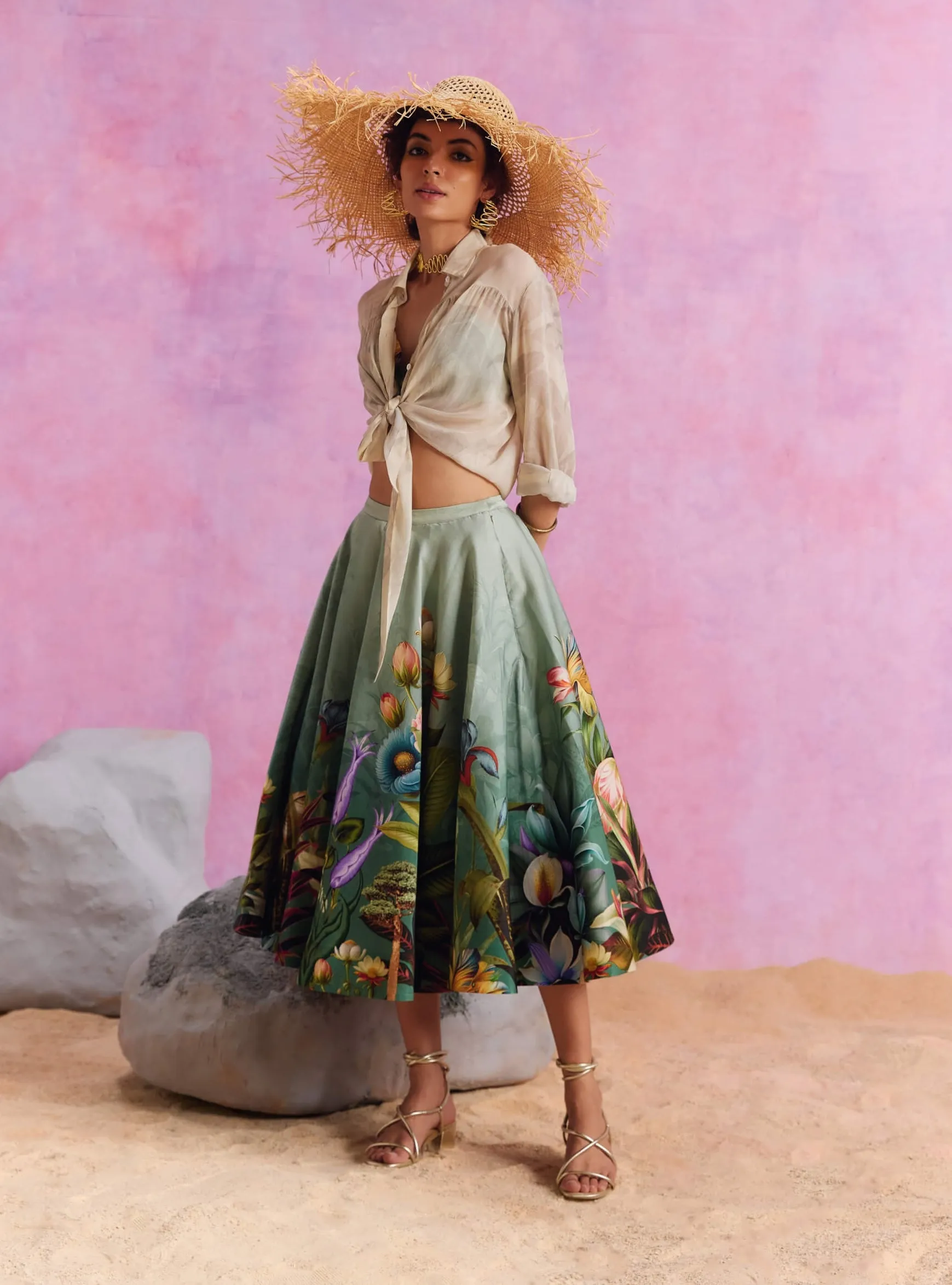 Amelia floral skirt and shirt set