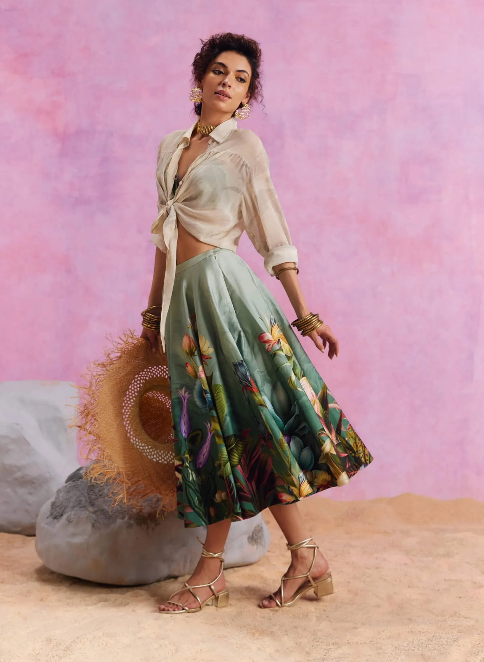 Amelia floral skirt and shirt set
