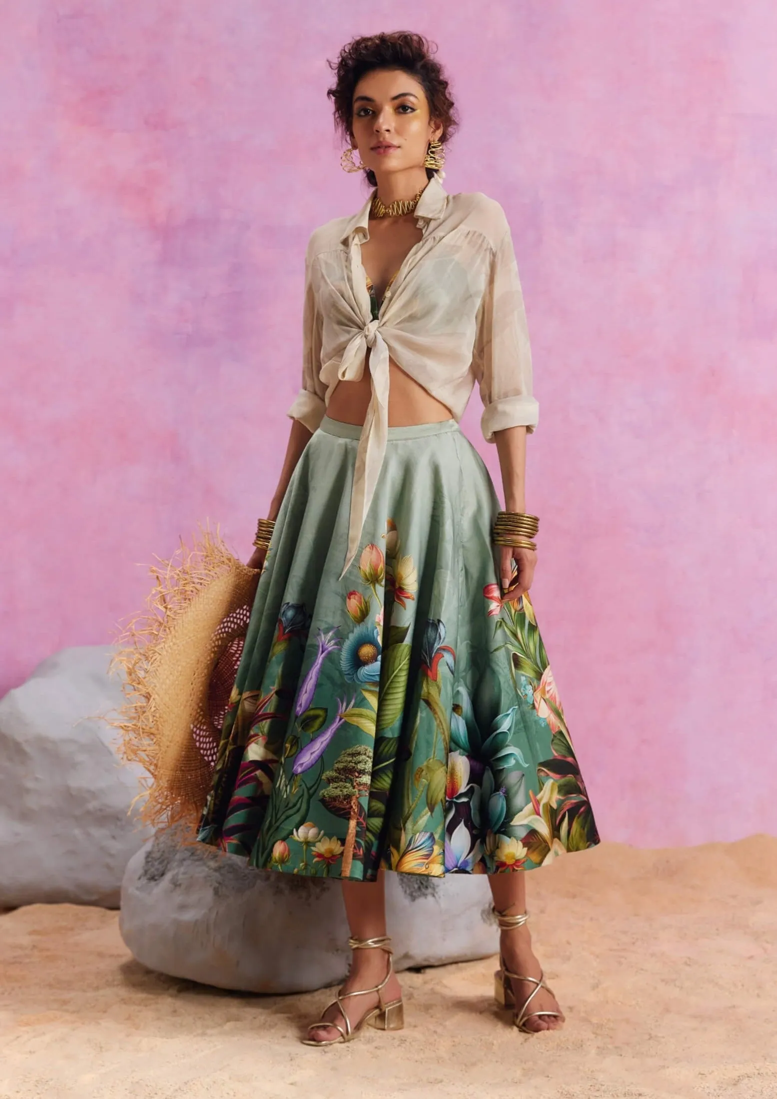 Amelia floral skirt and shirt set