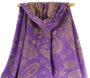 Amethyst Purple Majestic Paisley Pashmina Scarf Bohemian Shawl