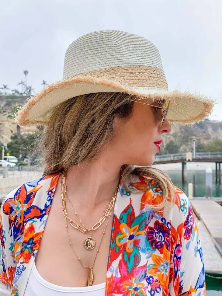 Amoli natural Straw Fedora Hat