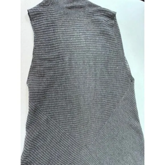&quot;EILEEN FISHER&quot; Open Front Sleeveless Cardigan Vest 100% Wool Sweater Shawl Warm