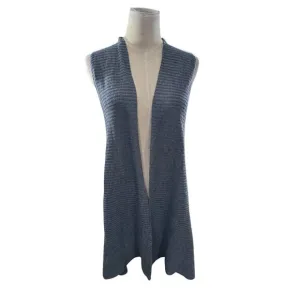 &quot;EILEEN FISHER&quot; Open Front Sleeveless Cardigan Vest 100% Wool Sweater Shawl Warm