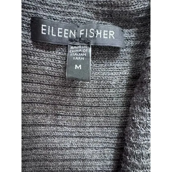 &quot;EILEEN FISHER&quot; Open Front Sleeveless Cardigan Vest 100% Wool Sweater Shawl Warm