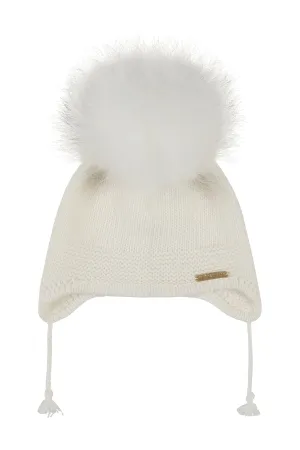 Angora Single pompom tassel hat / Ivory