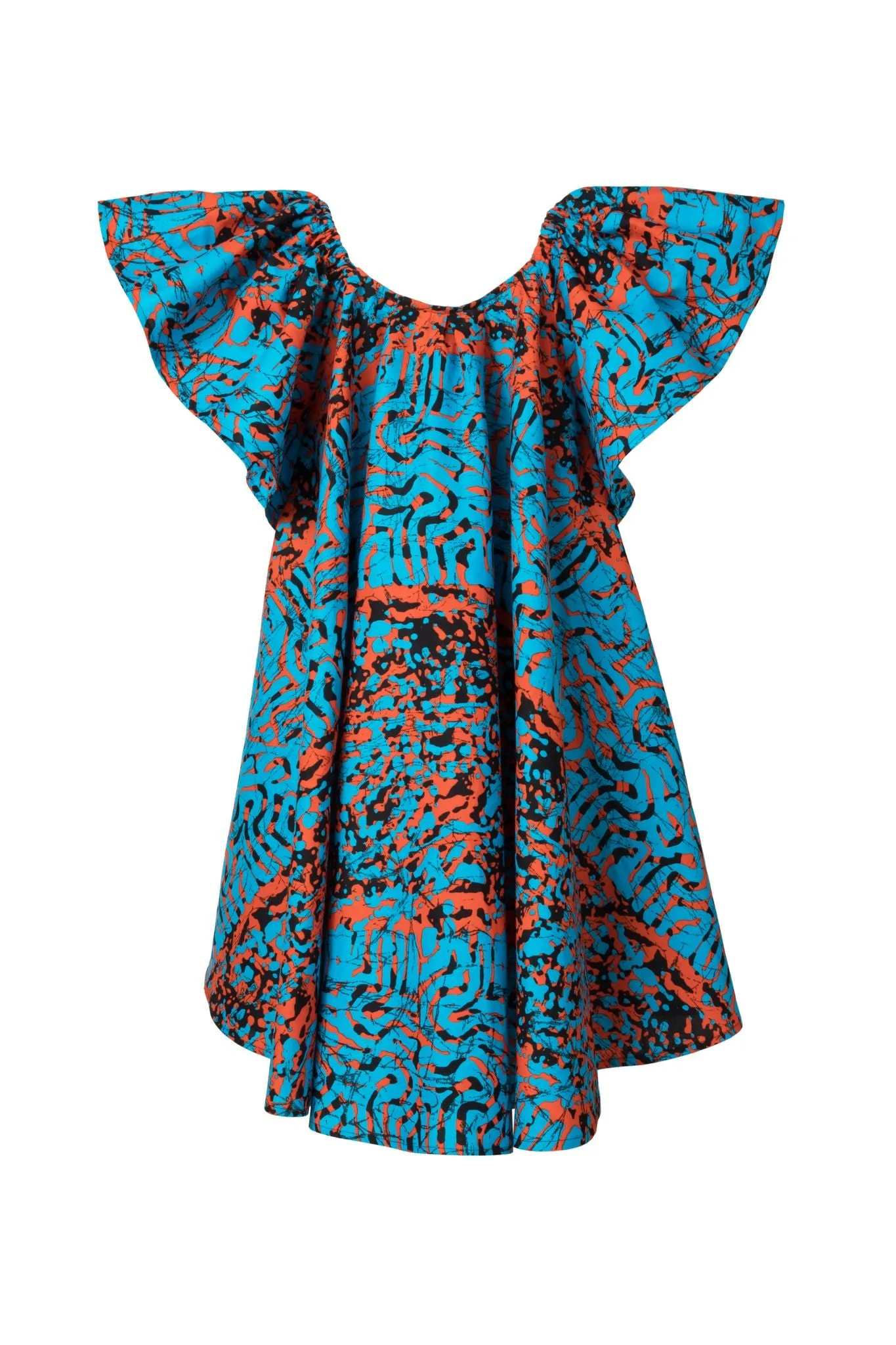 AQUA & ORANGE OFF THE SHOULDER DRESS