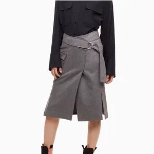 Aritzia Babaton 1-01 Reae Wool Cashmere Cargo Midi Skirt Grey size 6