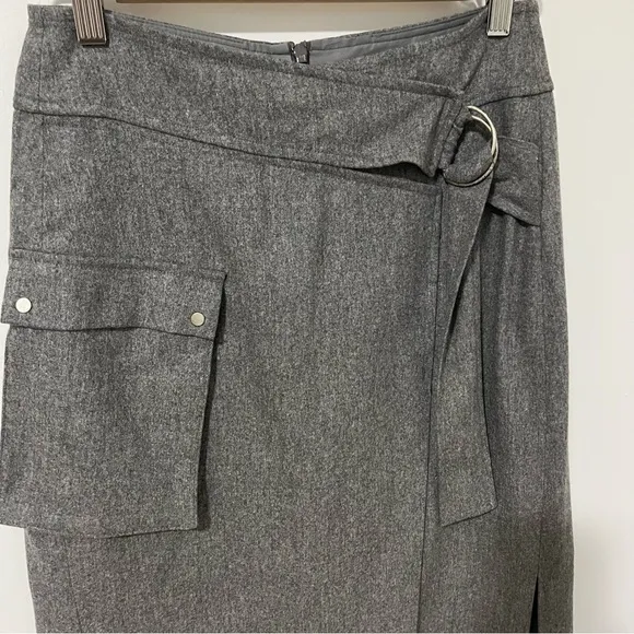 Aritzia Babaton 1-01 Reae Wool Cashmere Cargo Midi Skirt Grey size 6