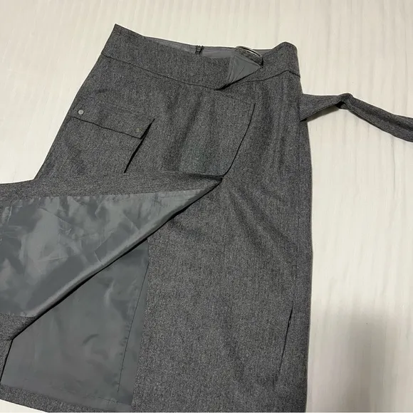Aritzia Babaton 1-01 Reae Wool Cashmere Cargo Midi Skirt Grey size 6