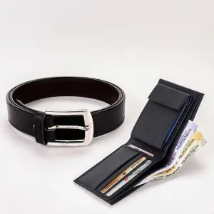 Artificial Leather Belt And Wallet Combo For Men